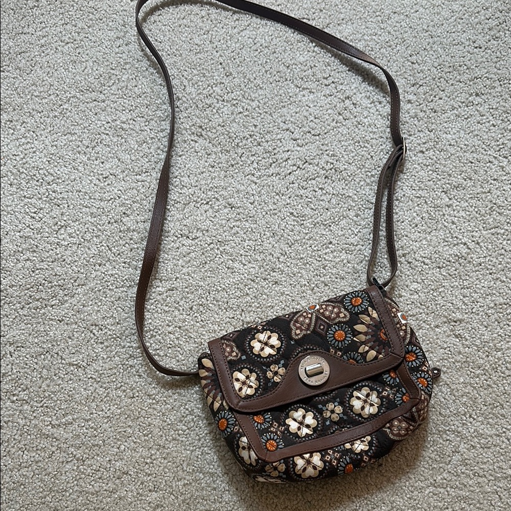 VERA BRADLEY Floral Brown Crossbody Bag